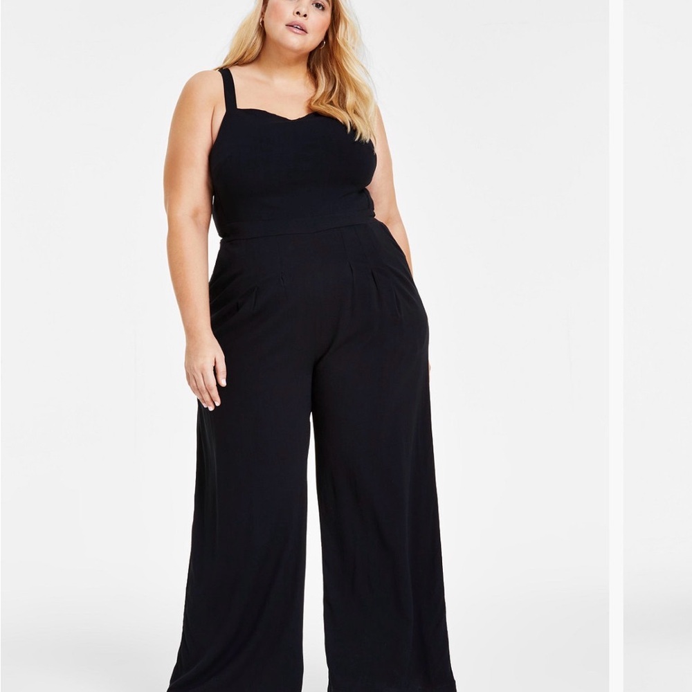 Bar III Women's Wide Leg Black Jumpsuit